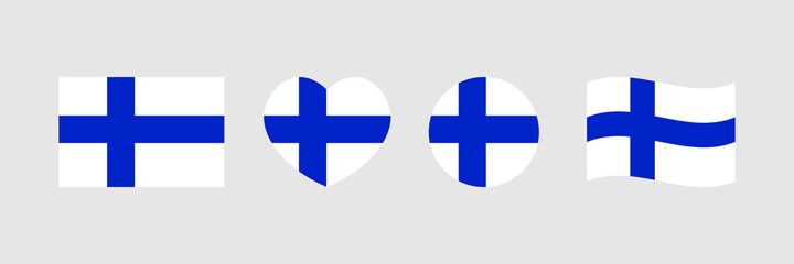 Flags of Finland icons in different sizes and shapes for national and public holidays.