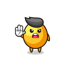 golden egg character doing stop gesture