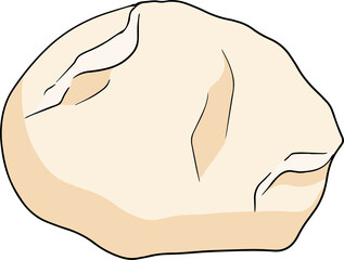 Mozzarella cheese ball, slice and pieces. Hand drawn colored sketch style drawing of traditional Italian cheese. Fresh soft cheese. Vector illustration.