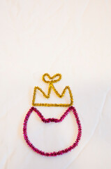 cat with crown isolated on white background. copy space