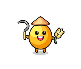 golden egg Asian farmer holding paddy