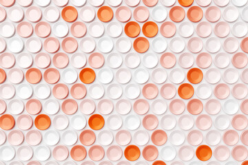 3d illustration of pink, orange  round,  polygones.Set of shapes on monocrome background, pattern. Geometry  background