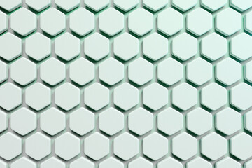 3d illustration of  white polygones. Parallelogram pattern. Technology geometry  background