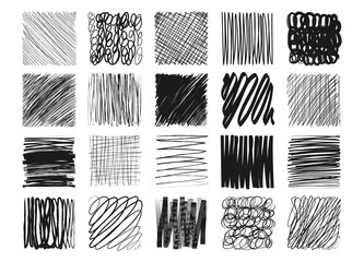 Pencil sketch texture. Hand drawn cross line pen hatching, doodle chalk sketchy clipart, freehand scribble line texture. Vector grunge rough scrawl - obrazy, fototapety, plakaty
