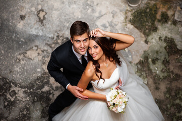 caucasian happy romantic young couple celebrating their marriage