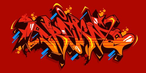 Red Abstract Urban Graffiti Street Art Word Dream Lettering Vector Illustration - obrazy, fototapety, plakaty