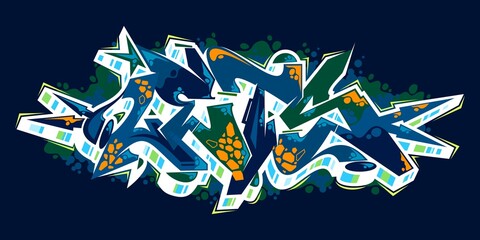 Dark Abstract Urban Graffiti Street Art Word Lets Lettering Vector Illustration - obrazy, fototapety, plakaty