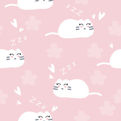 Cute cat Seamless pattern , cute colorful Kittens. Creative childish texture. Great for fabric, textile Vector Illustration