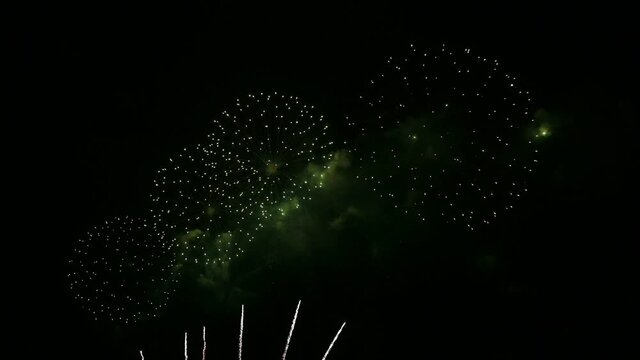 Colorful fireworks exploding with shining in annual festival