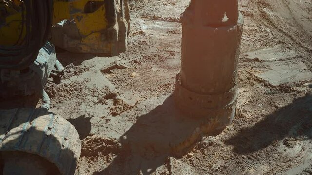pile driver heavy machinery for concrete pouring at constructions