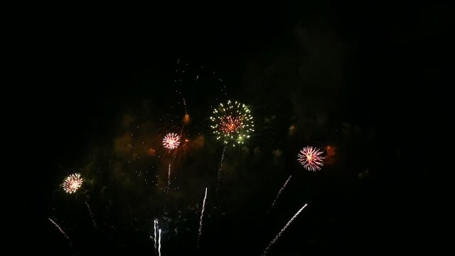 Colorful fireworks exploding with shining in annual festival