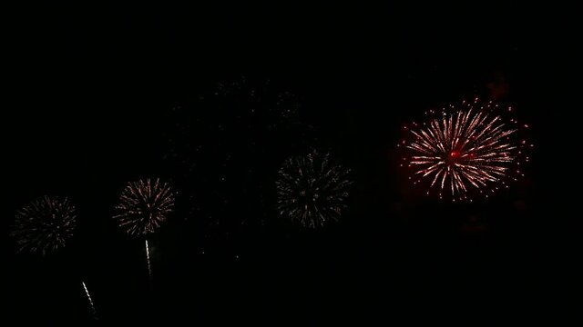 Colorful fireworks exploding with shining in annual festival