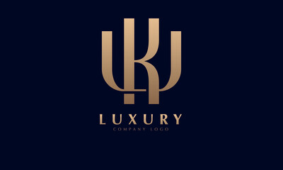 Fototapeta na wymiar Alphabet KU or UA luxury initial letters brand monogram logo template