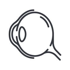 Line icon of an eyeball side view. Healthcare symbol isolated