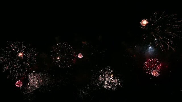 Colorful fireworks exploding with shining in annual festival