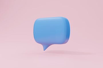 Chat bubble symbol 3D render. Communication symbol illustration with copy space. Speech ballon for message.