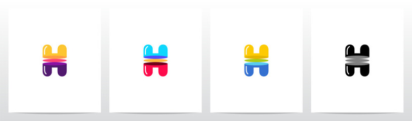 Alphabet Sliced Into 3 Letter Logo Design H