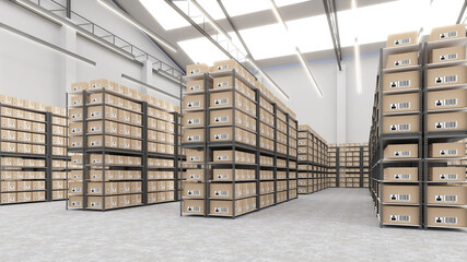 Warehousing and Technology Connections,storage of goods,warehouse,3d rendering