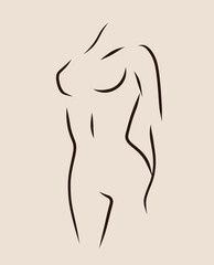 Woman model logo design  template. Freehand sketch