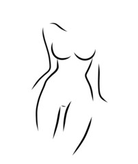 Woman model logo design  template. Freehand sketch