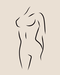 Naklejka premium Woman model logo design template. Freehand sketch