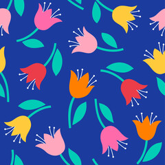 Colorful tulip seamless pattern background