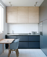 modern kitchen interior with floor