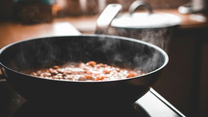 food, cooking, pan, kitchen, meal, meat, dinner, chef, cook, frying, hot, vegetable, wok, soup, fried, stove, fry, restaurant, cuisine, pepper, tomato, preparation, fish, lunch, pot 