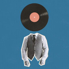 Modern design, contemporary art collage. Inspiration, idea, trendy urban magazine style. Man in...
