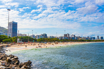 Flamengo Beach panorama view and cityscape Rio de Janeiro Brazil.