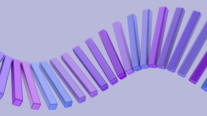 Blue and purple glossy blocks. Abstract illustration, 3d render.