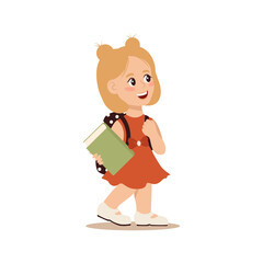 Kid walking to school. Back to school. Vector illustration EPS10