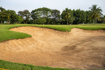 Golf course sandpit background, sandpits are used as obstacles for competitions and the beauty of the course