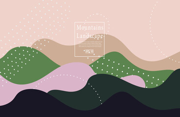 landscape background with Japanese pattern vector. Geometric template in traditional of Japan. Mountain in Asian design. Abstract arts