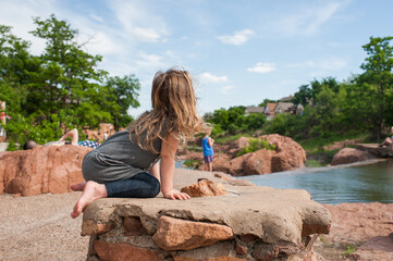 outside in nature enjoying the view rock water stream nature spring 