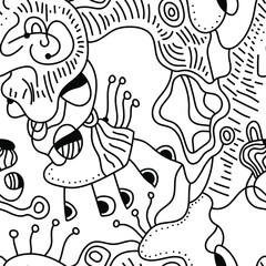 Seamless hand drawn abstract artwork with surrealistic pattern