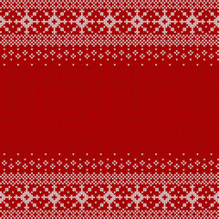 Knitted sweater background with copyspace. Vector Christmas pattern.