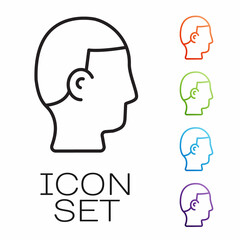 Black line Hairstyle for men icon isolated on white background. Set icons colorful. Vector