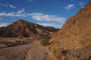 Hiking in evening in Shehoret mountains, south Israel 