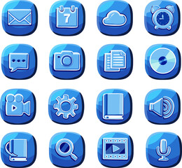 Symbol icon vector cyan blue set web