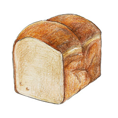 色鉛筆　手描き　一斤　食パン