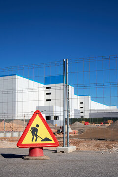 ONDA, SPAIN, OCTOBER - 2021: Amazon logistics center under construction of 200,000 square meters