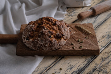 Irish soda bread with dried cranberries and pumpkin seeds