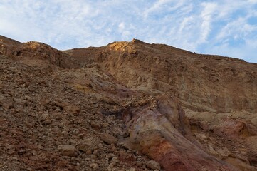Hiking in evening in Shehoret mountains, south Israel 