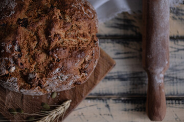 Irish soda bread with dried cranberries and pumpkin seeds