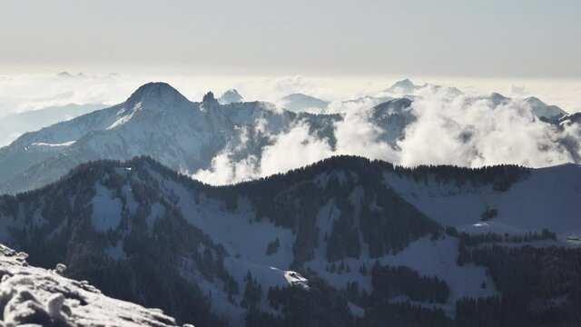 Time-lapse of German Alps Mountains in Winter Sunny Day