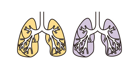 シンプル　イラスト　健康な肺と病気の肺