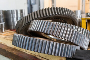 The gear wheel in the warehouse after heat and milling.