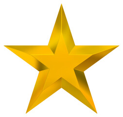 5 point star - Christmas Star - golden single isolated on white - 3d rendering
