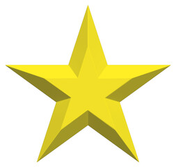 Obraz premium 5 point star - Christmas Star - yellow single isolated on white - 3d rendering
